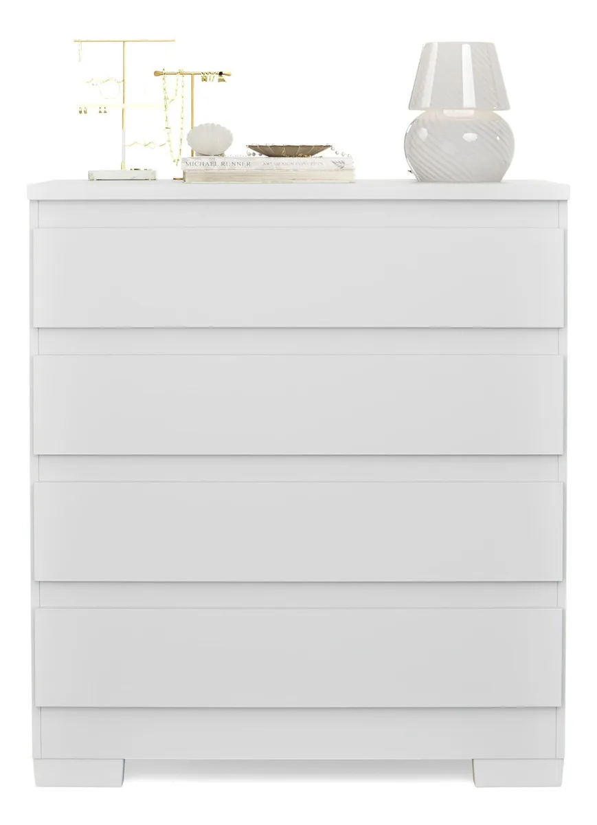 Cômoda Imperial 4 Gavetas Branco e Nature Off White Quarto MDF MDP Moderna Compacta Organização Roupas Linho Sapatos Infantil Juvenil Adulto - Imagem 3