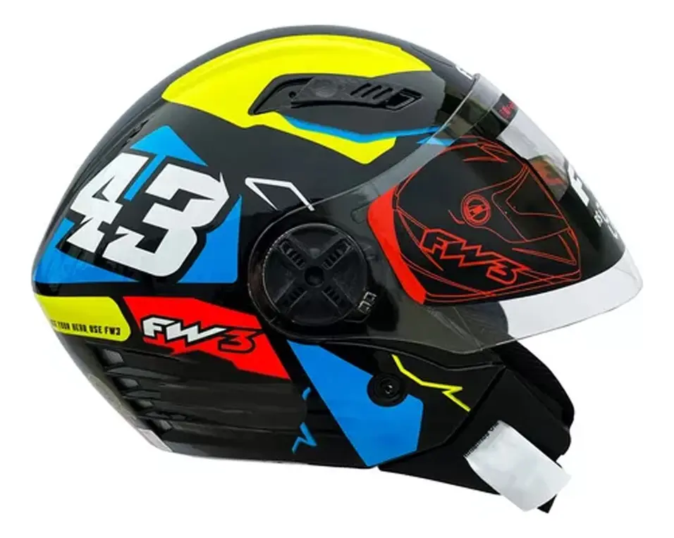 Capacete Fw3 X Open Up Diversos Tamanhos Oculos Interno Fume — foto 3