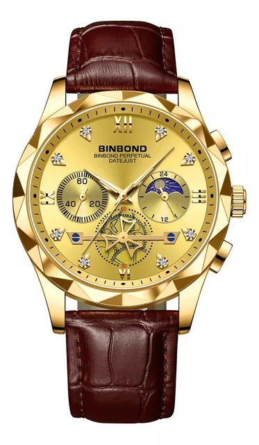 BINBOND, Reloj De Acero Inoxidable Para Hombre, Reloj Elegante En Colores  Negro Y Dorado Para Hombre