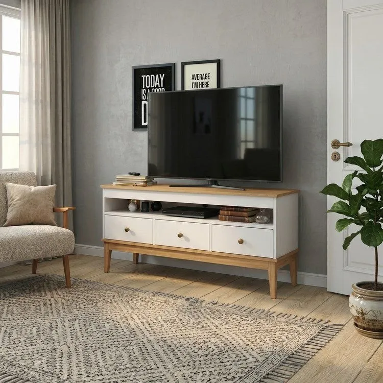 Rack - Colonial 1200cm X 600cm X 410cm 3 Gavetas Mel / Eb