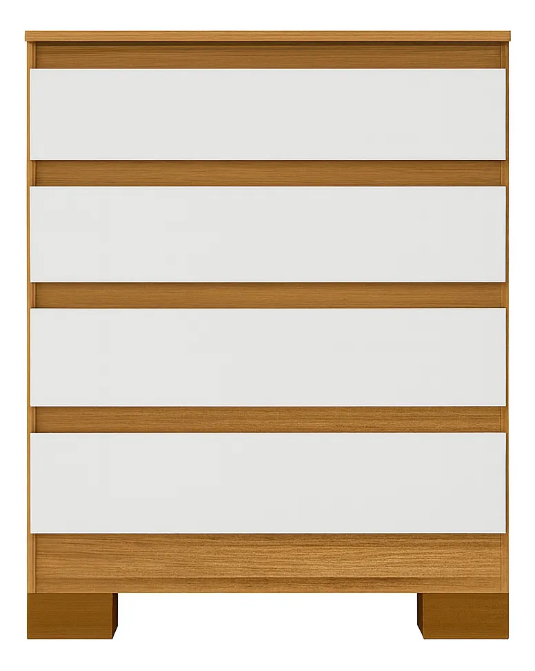 Cômoda 4 Gavetas Quarto Casal Imperial Organizadora Roupas Cor Off White/nature - Imagem 4