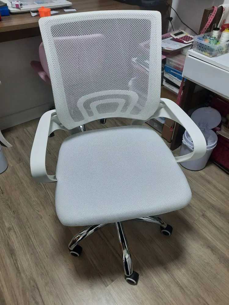 Cadeira Escritório Giratória Office Arco Estofado Mesh Cor Branco Material do estofamento Mesh/Tecido - Imagem 2