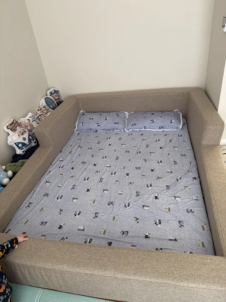 Cama Montessoriana Casal Encanto Espuma Boucle Verde Água - Imagem 2