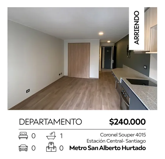 Arriendo Departamento Estudio San Alberto Hurtado
