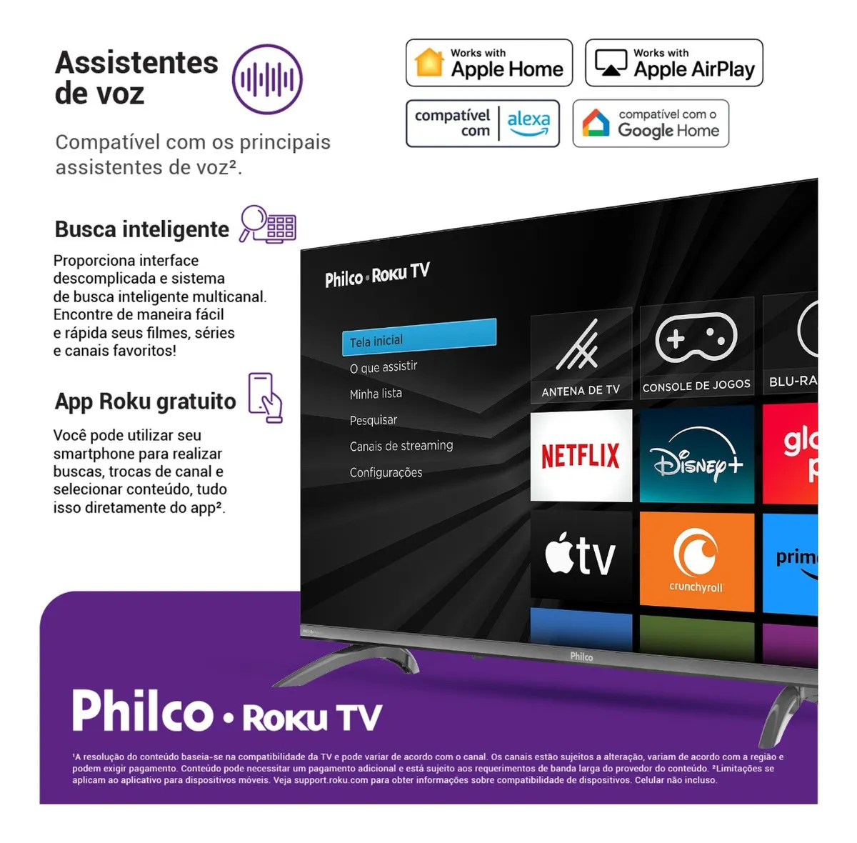 Smart TV Philco 32 polegadas com assistentes de voz e busca inteligente