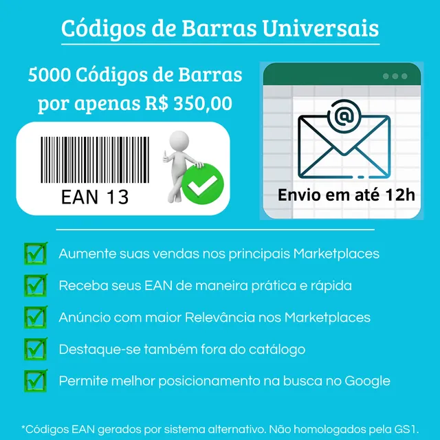 Código De Barras Universais Ean 13 Para Cadastro De Produtos