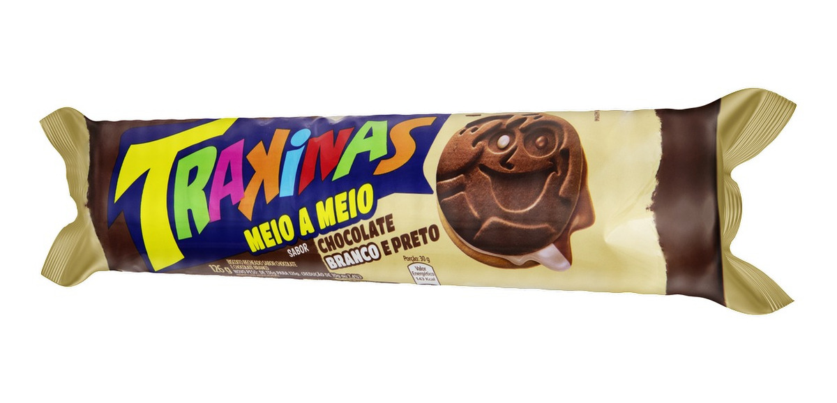 Biscoito Trakinas Chocolate Meio A Meio 126g Mercado Livre