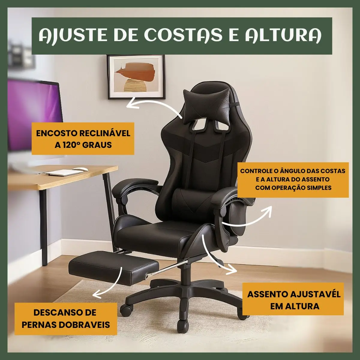 Cadeira de Escritório Gamer Nitro Ergonômica Reclinável — foto 10