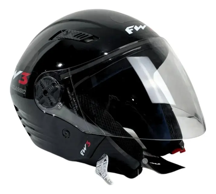 Capacete Fw3 X-open Preto Brilhante Cor Preto brilhante classic Tamanho do capacete 56 — foto 3