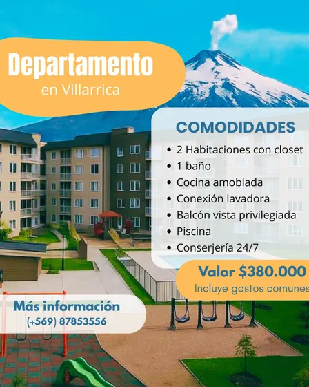 Departamento 2d-1b Con Vista Al Lago Y Volcán Llaima 