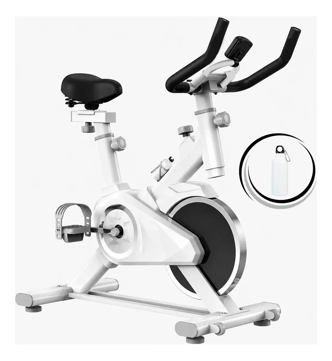 Bicicleta Ergométrica Fitness Para Cardio E Musculação 6kg Inercia Com Base Cor Branco Marca Sevenfit