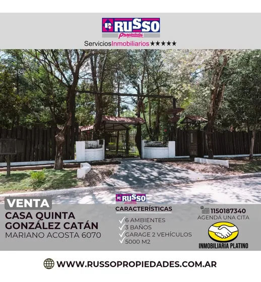 Venta Casa Quinta 6 Ambientes 5000 Mtrs Gonzalez Catan