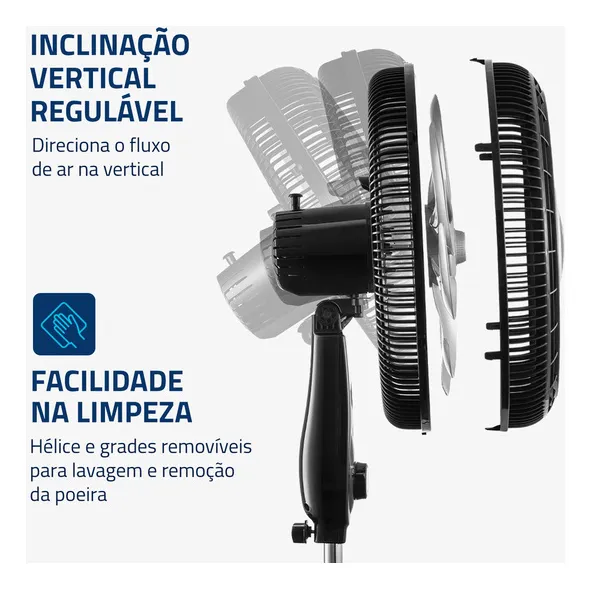 Ventilador Coluna 40cm Super Power Mondial 140w Vsp-40c-nb 40 Cm Preto 127 v Cinza Plástico 6 - Imagem 4