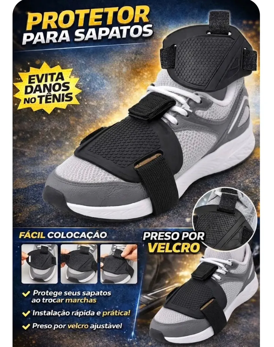 Protetor De Tênis Sapato Moto Pedal Marchas Preto