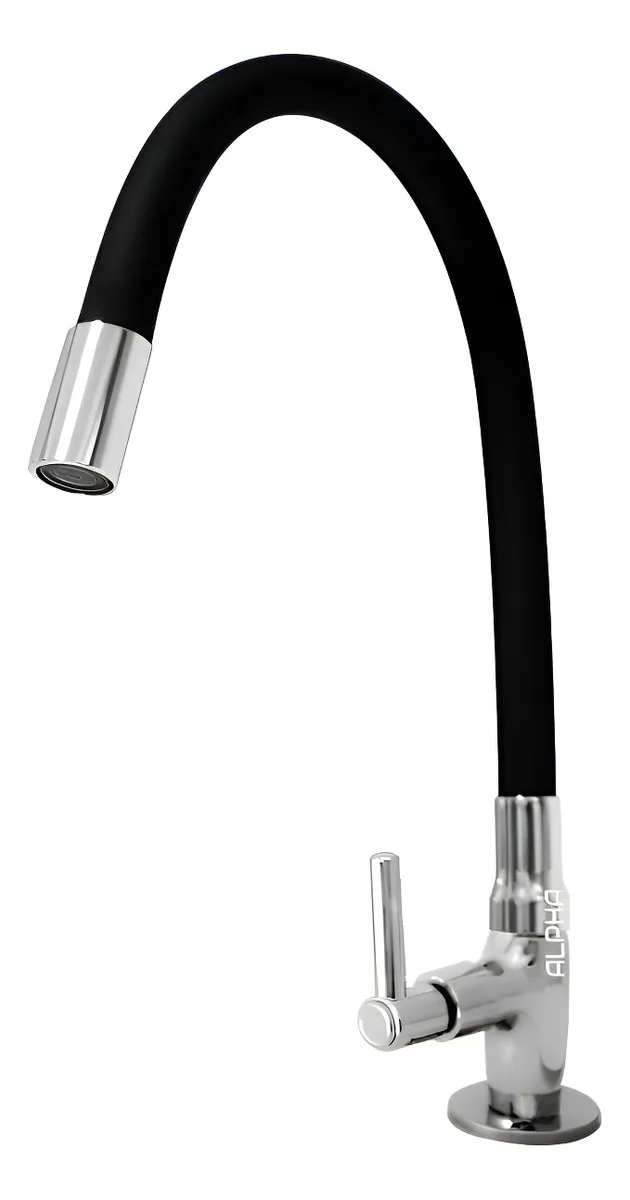 Torneira Tubo Flexível Bancada Cozinha Color Preta Luxo Cor Preto Alpha Hidrometais Torneira C65