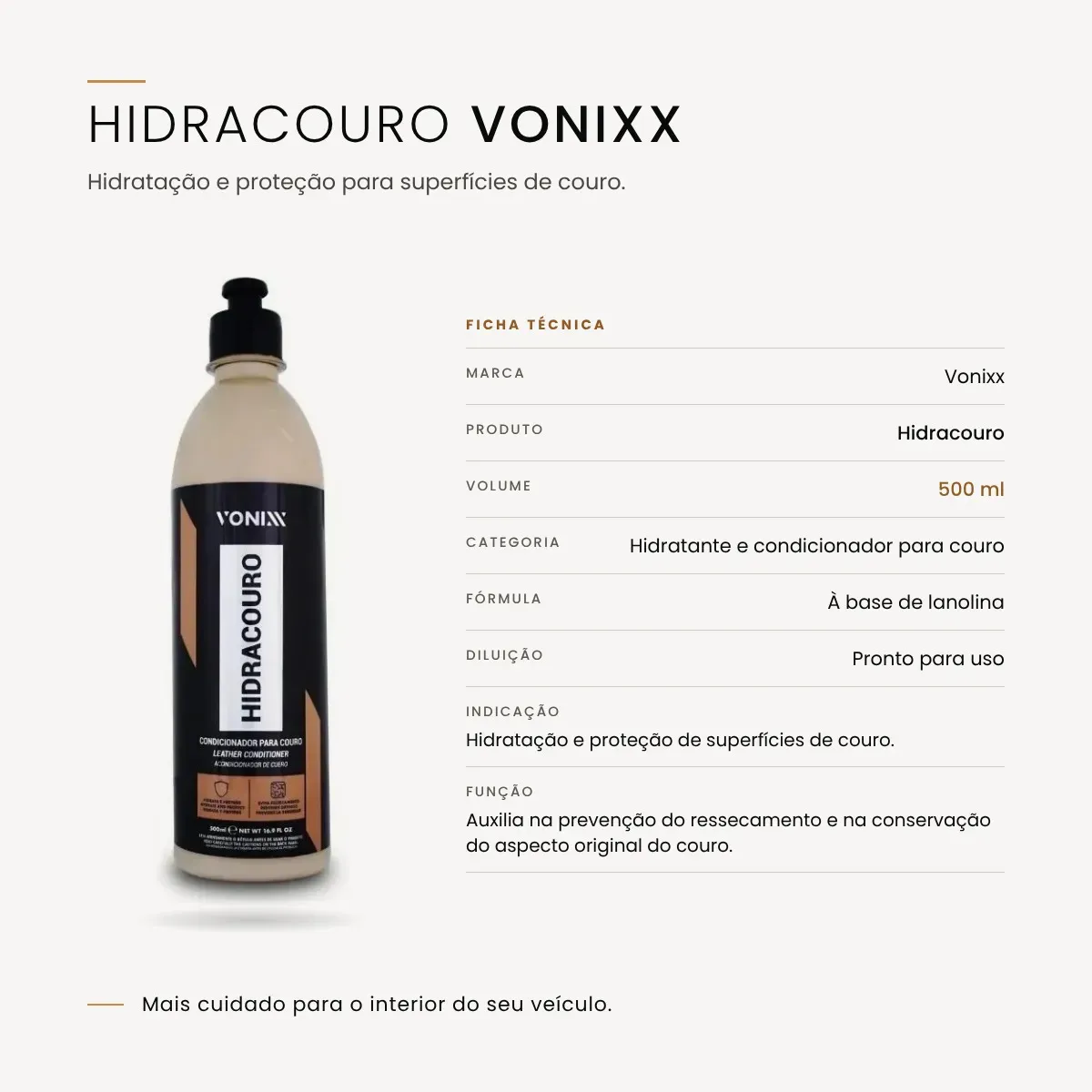 Hidratante De Couro Hidracouro Com Lanolina 500ml Vonixx - foto 4