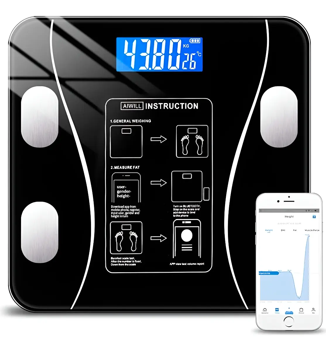 Balança Corporal Bioimpedância Profissional Bluetooth Saude