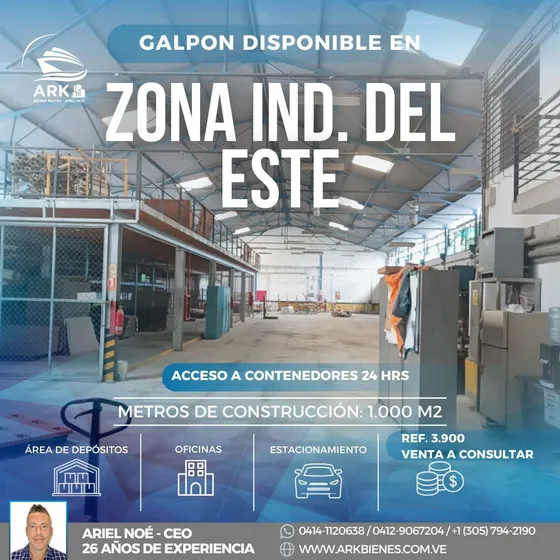 (#1168) Galpon De 1000m2 En Zona Ind. Del Este - Guarenas