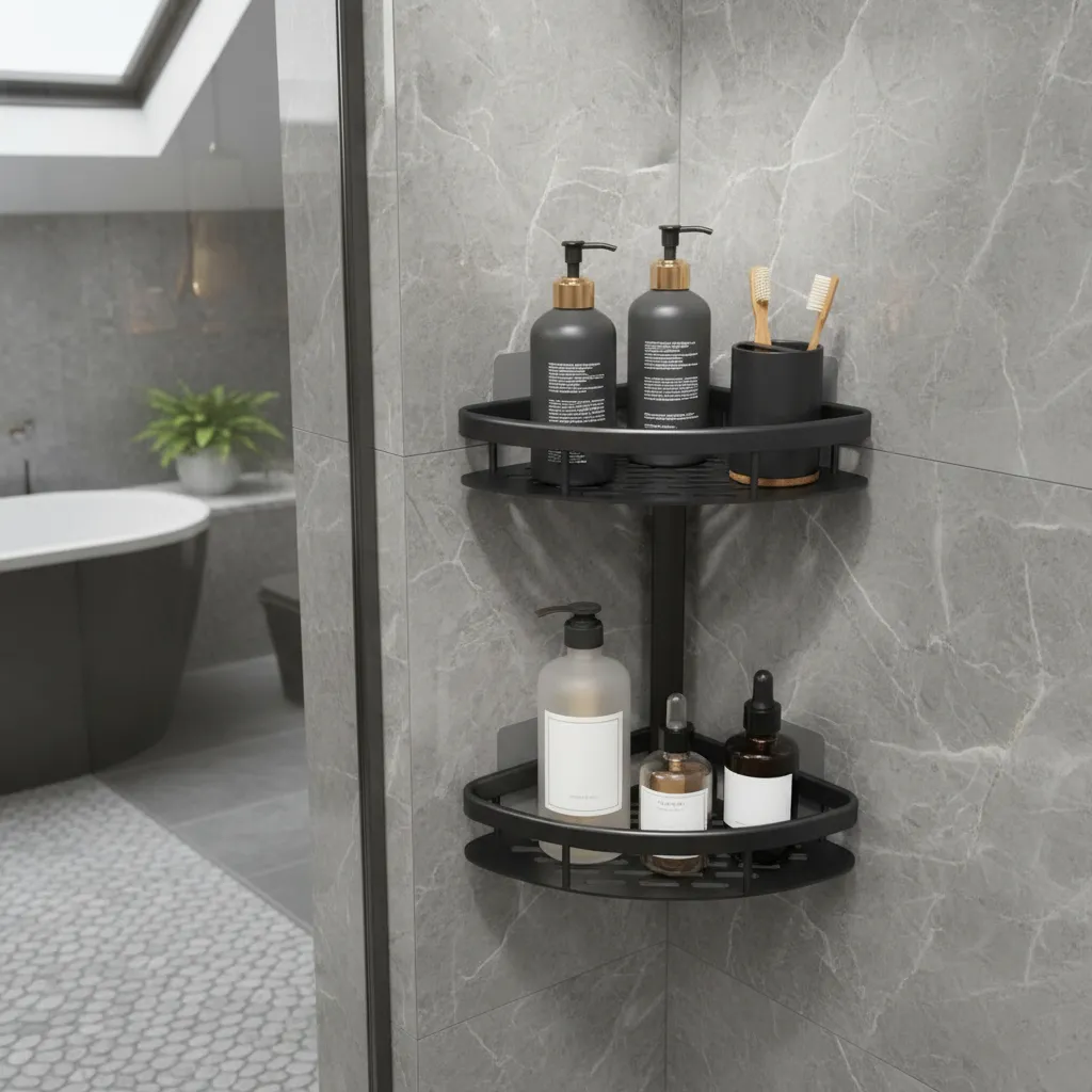 Kit 2 Suporte Porta Shampoo Sabonete Banheiro Adesivo Parede Sem Furos Box Luxo Prateleira Organizador Universal - Imagem 3