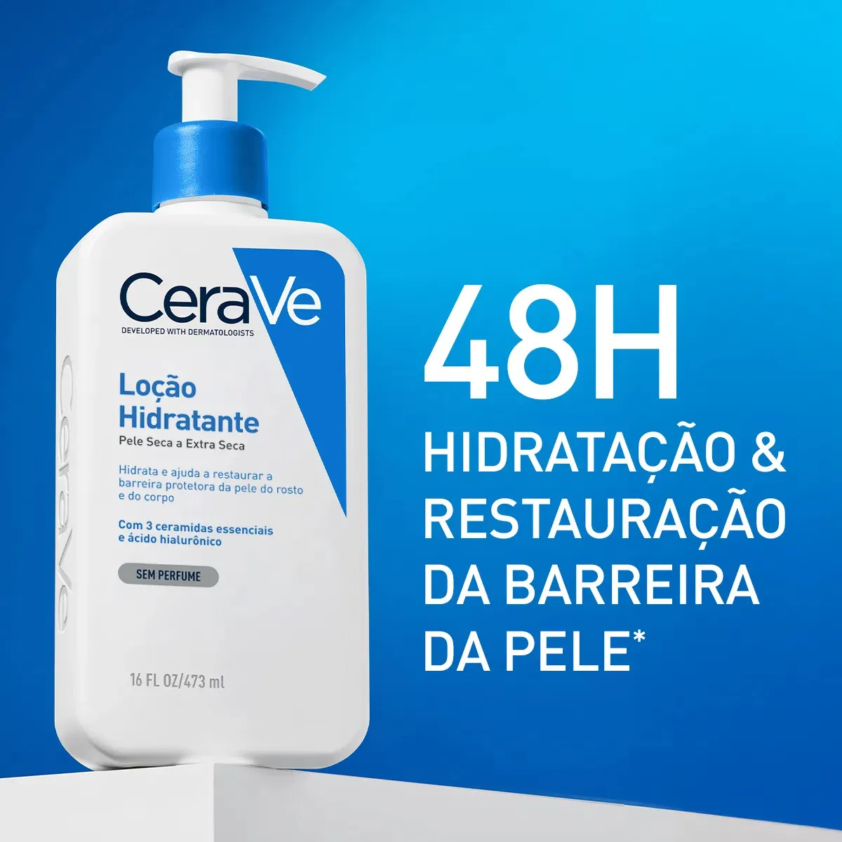 Loção Hidratante Corporal Sem Perfume, com Ceramidas Essenciais e Ácido Hialurônico, Textura Fluida CeraVe 473ml - Imagem 3
