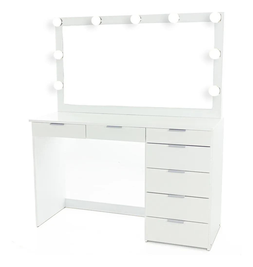 Penteadeira Ditália 7 Gavetas Branco C/ Kit Luz Camarim Cozy Branco