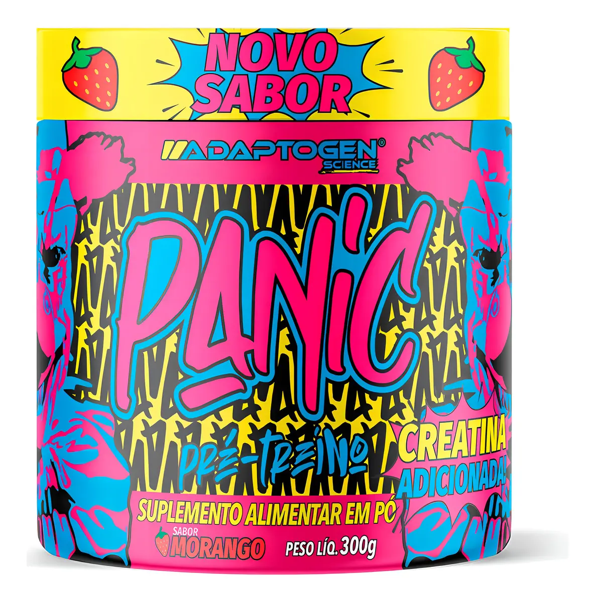 Suplemento Adaptogen Science Pré Treino Panic en pó sabor morango x 300g