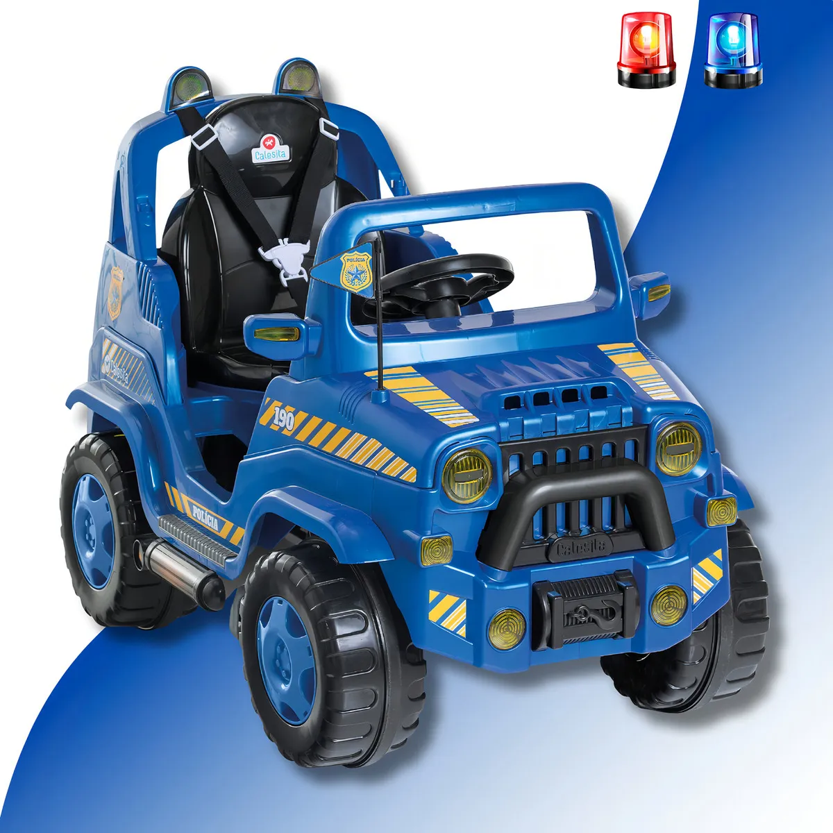 Carrinho Andador De Passeio Pedal Infantil Jeep Diipi Policia Para Criança Menino E Menina Com Empurrador E Mesa Didática - Imagem 3