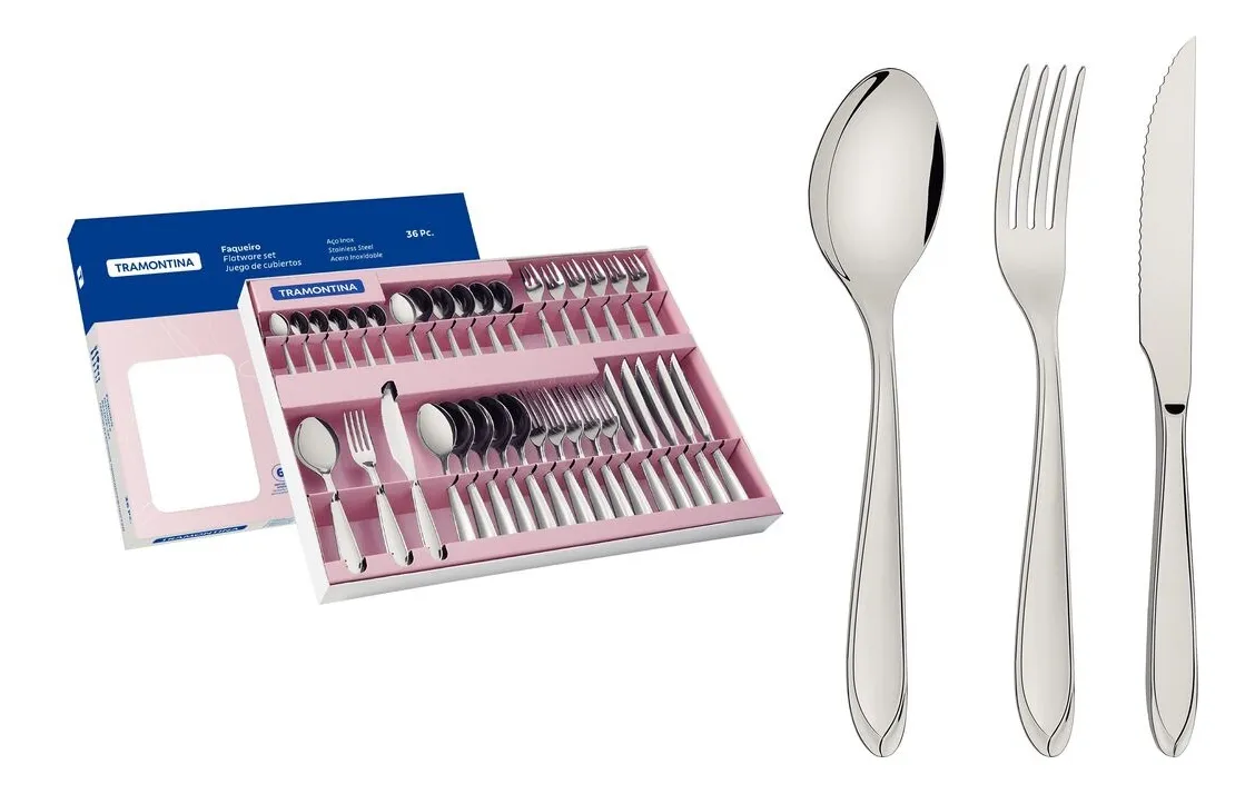 Tramontina Faqueiro Laguna Aço Inox Brilhoso 36 Peças