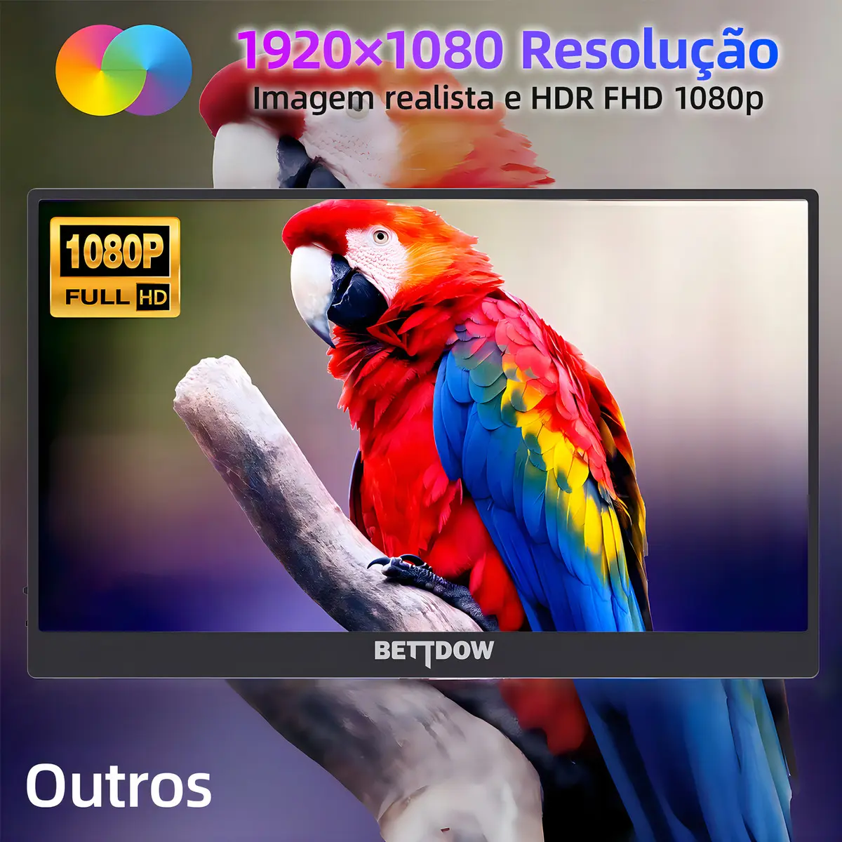 Monitor Portátil Gamer Bettdow De 15.6  Full Hd Ips Antirreflexo Com Capa Preto 127/220v