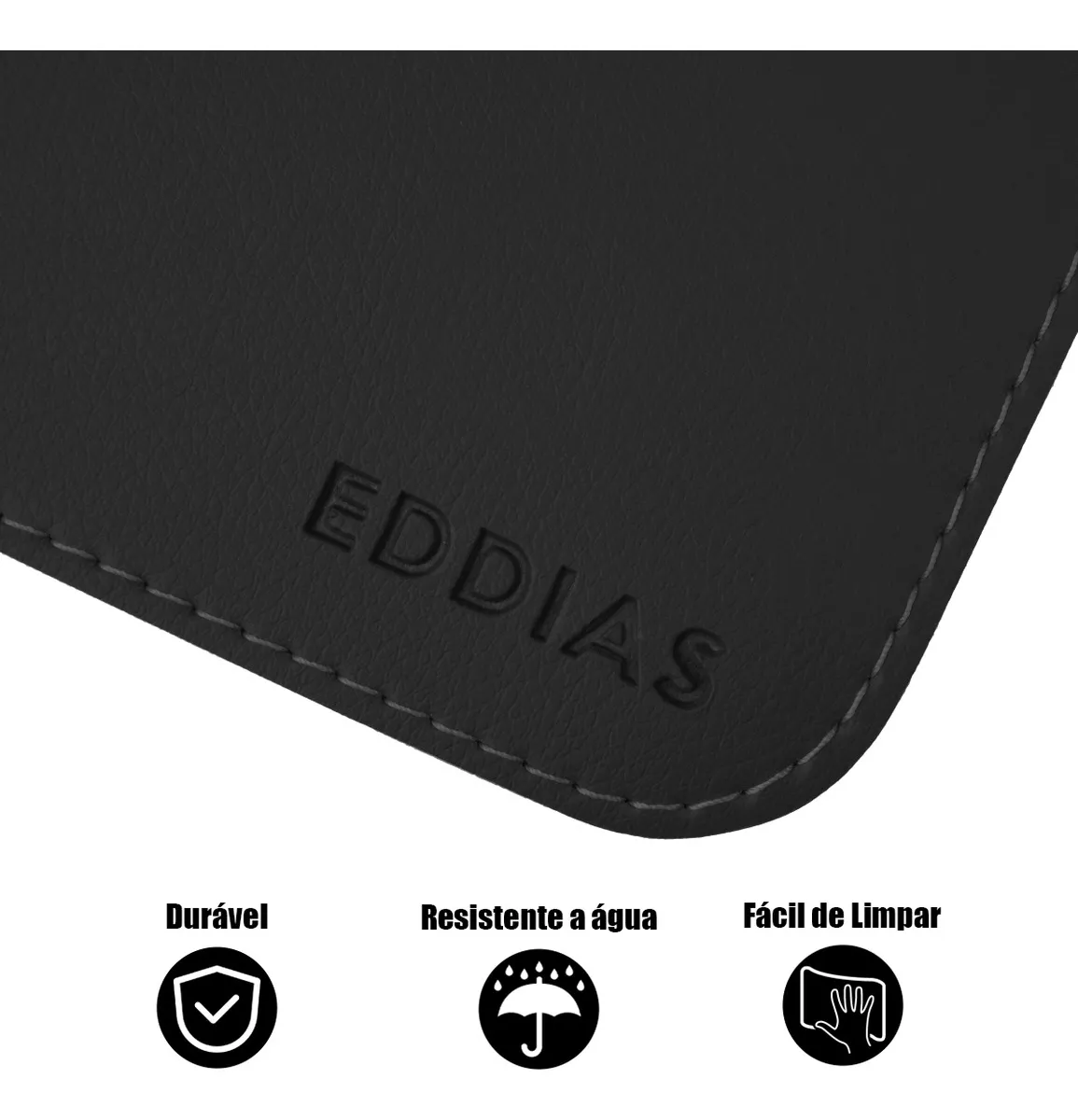 Mousepad Grande Preto 90x40 Deskpad Couro Antiderrapante Mesa Computador Notebook Eddias - Imagem 2