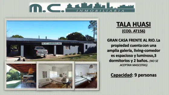 At156.tala Huasi. Gran Casa Frente Al Rio. 9 Pax