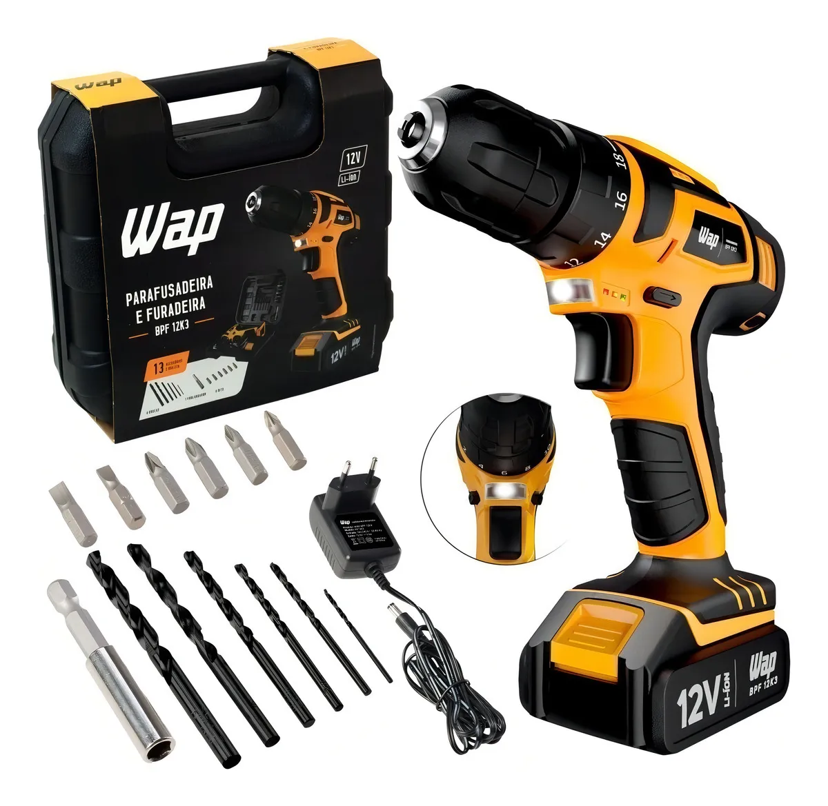 Parafusadeira Furadeira Sem Fio 12V WAP BPF 12K3