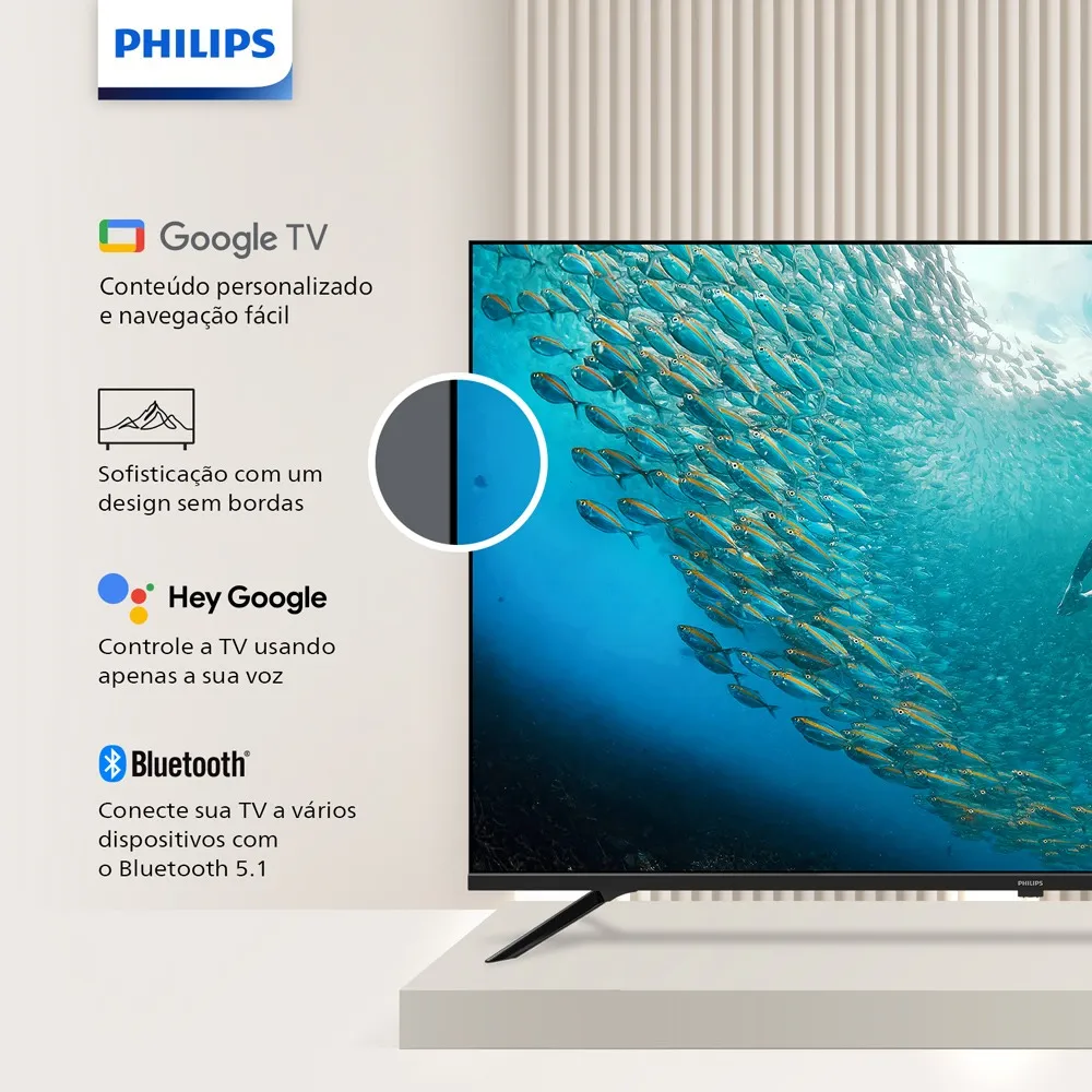Smart Tv Philips 50 4k Google Tv Comando De Voz - Imagem 3