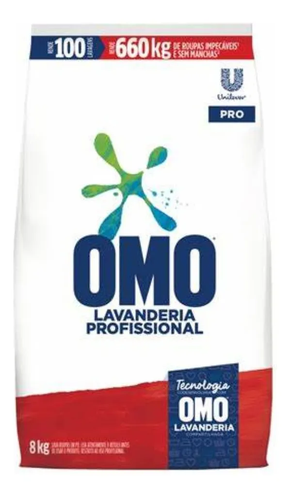 Lava Roupas Pó Lavanderia Profissional Omo Pro Pacote 8kg