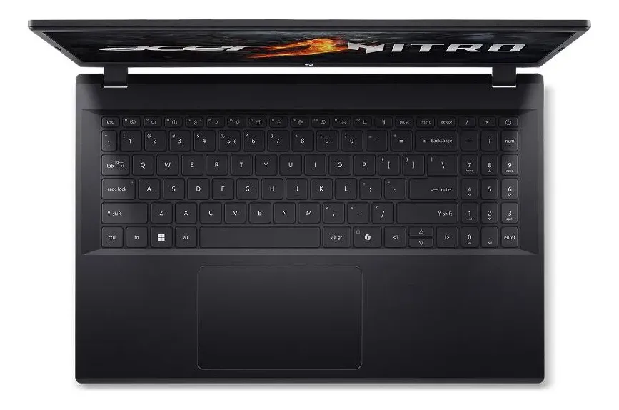 Teclado do Notebook Gamer Acer Nitro V15 com detalhe nas teclas e touchpad