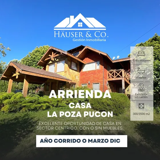 Céntrica Y Amplia Casa 5dorm 4baños La Poza Pucon
