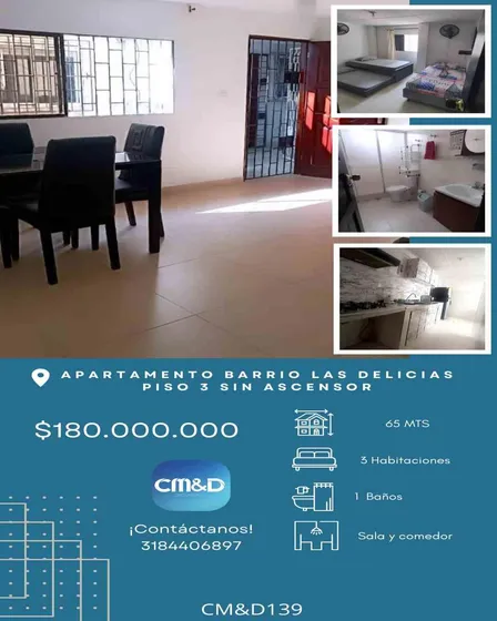 Apartamento Barrio Las Delicias - 3 Piso Sin Ascensor (cm&d139).