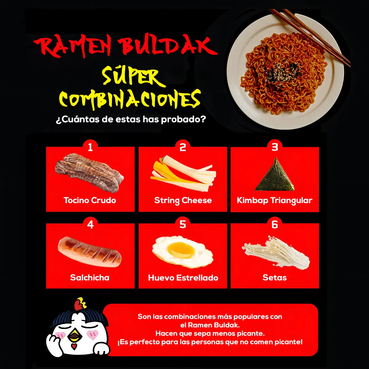 Ramen coreano Buldak queso pollo picante sopa instantánea 140g