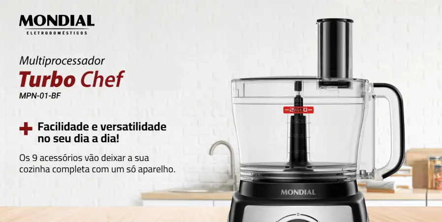 Multiprocessador Turbo Chef 5 em 1 Mondial Preto 1000W MPN-01-B - Imagem 2