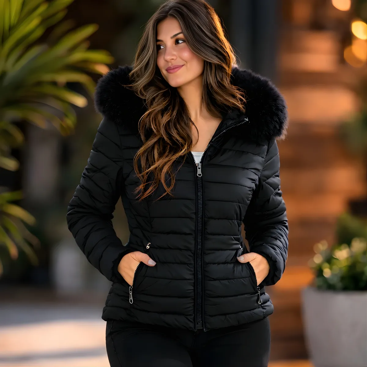 Jaqueta Blusa Feminina Puffer Forrada Impermeável Inverno