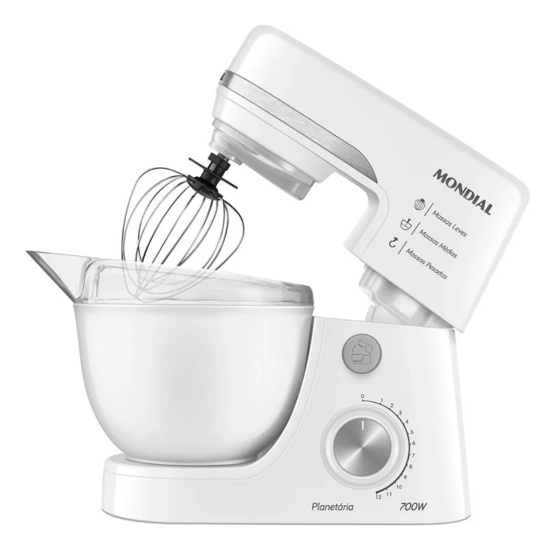 Batedeira Planetária Mondial Bp-03w-2b 12 Velocidades 700w Branco Batedeira Planetária Mondial Bp-03w-2b 12 Velocidades 700w Branco