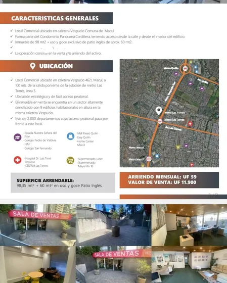 Local En Arriendo 98.35 Mts2.metro Las Torres , Macul.