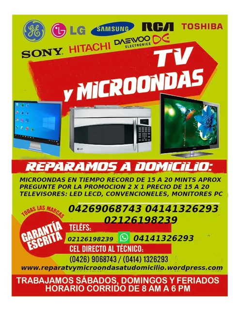 Reparación De Microondas Televisor Led,lcd,conv A Domicilio