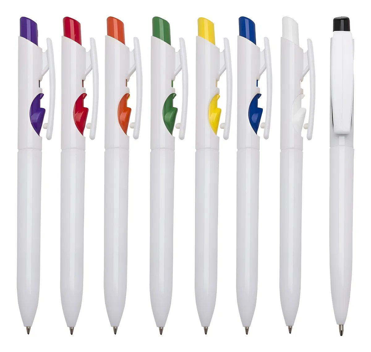 Caneta Personalizada Mod: Quartzo - Sem Gravação Kit 100 Un. Tinta Ciano Exterior Branco/laranja