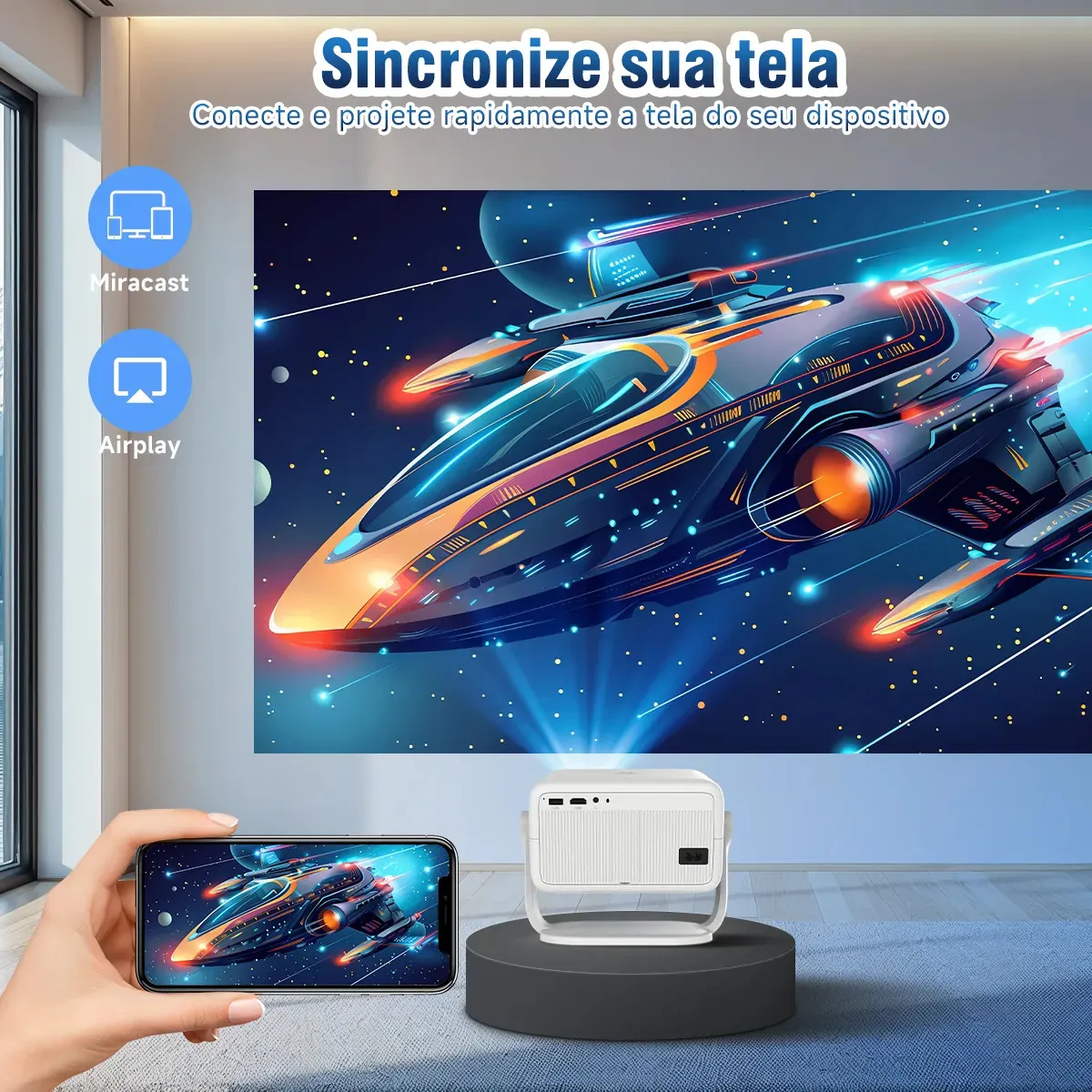 Projetor Magcubic L018 Led Full Hd 1080p, Com Android 14 E Wi-fi 6 Branco 127/220v