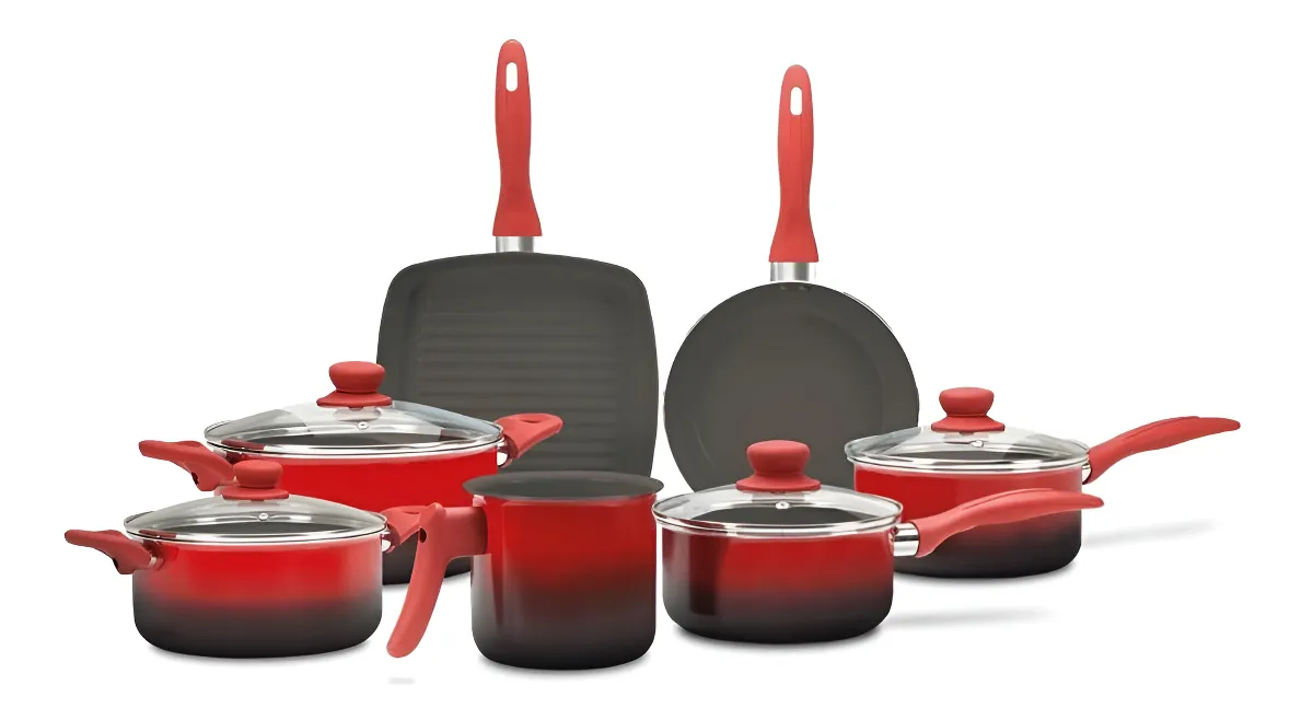 Conjunto de Panelas 7Pcs Ceramic Life Easy Vermelha