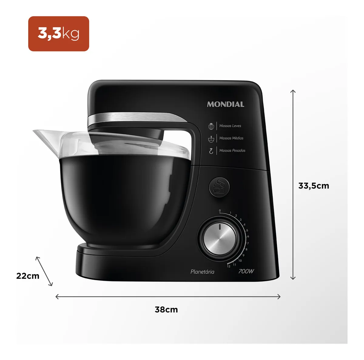 Batedeira Planetária, Mondial, 700W - BP-03-B - Imagem 2