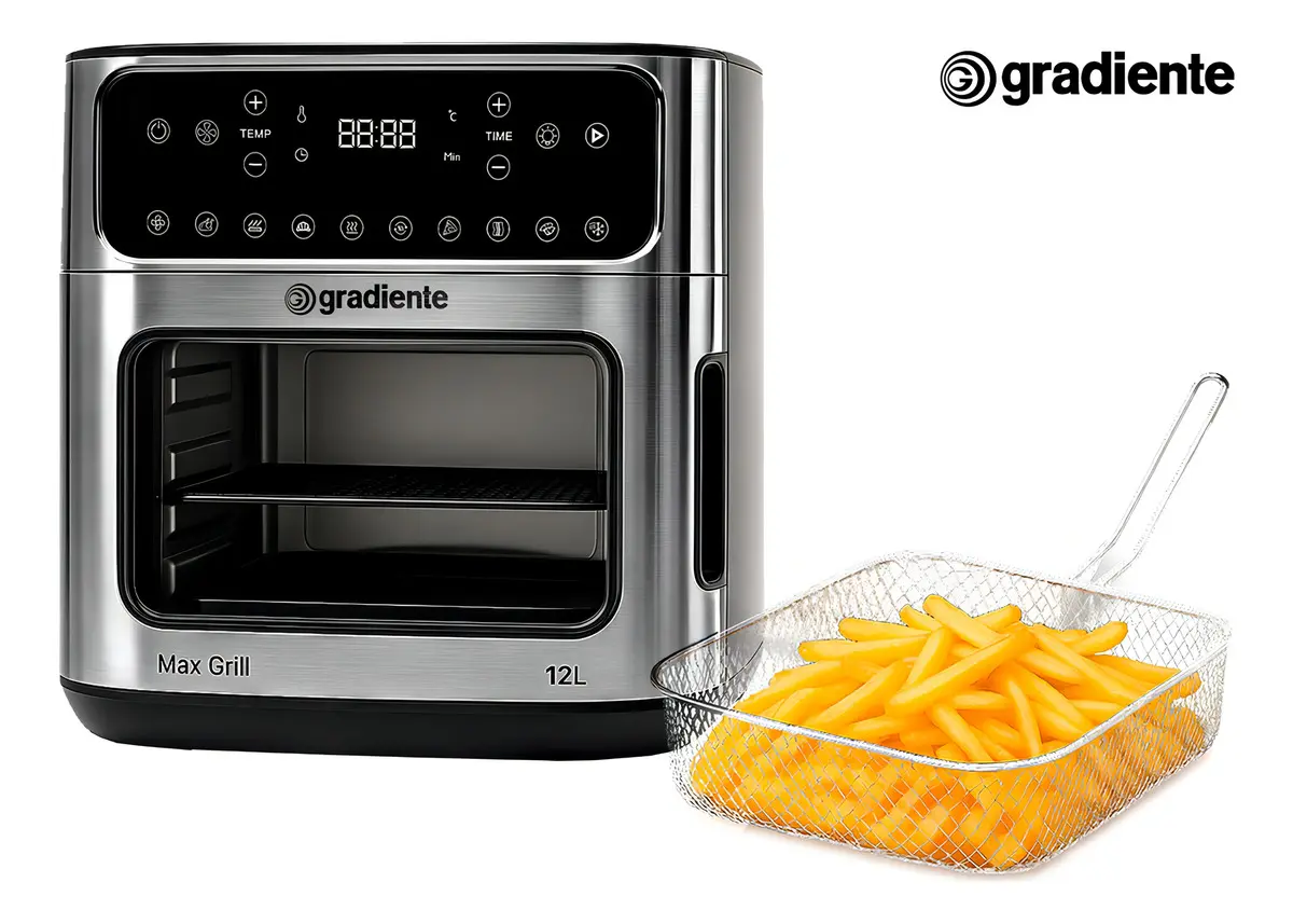 Fritadeira Elérica Air Fryer Forno Oven Gradiente Pgfo1200 12 Litros 4 Em 1 1600w Cor Preta - Imagem 2