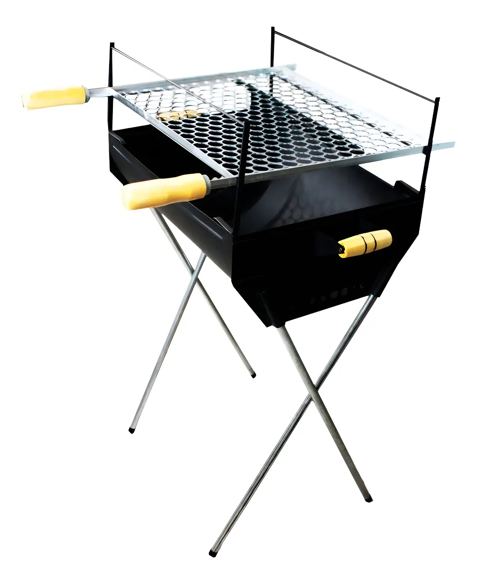 Churrasqueira Grande Portátil Carvão Aço Grelha 50x40x96 Cor Preto