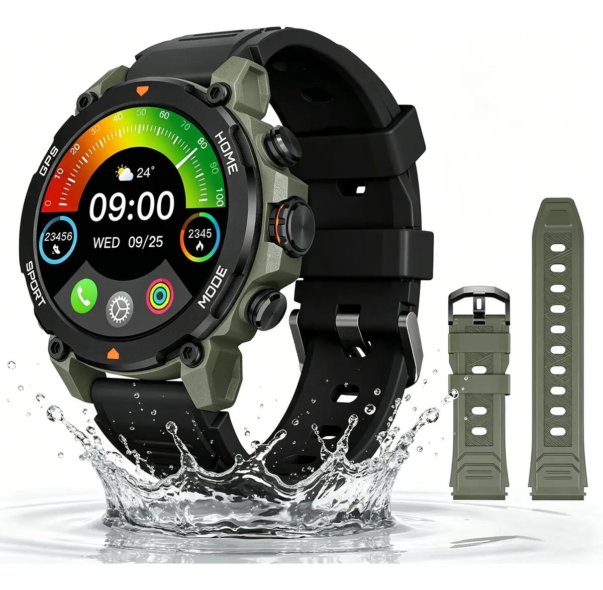 Smartwatch Aurafit G6 Verde Militar Whatsapp Com 5atm E Gps